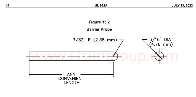 UL 962A:2023 Figure 35.2 Barrier Test Probe for Mounting Holes