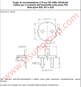 CEI 23-50 Normalization Sheet C10 Insertability Gauge for S30/S31/S32 Plugs and P30 Sockets