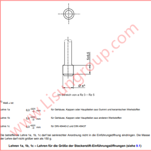 DIN VDE 0620-1 Gauge 1 for Plug Pin Insertion Opening Size Verification