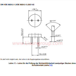 DIN VDE 0620-1 Gauge 11 Non-Insertability Test Gauge for Two-Pole Plugs Without Protective Contact
