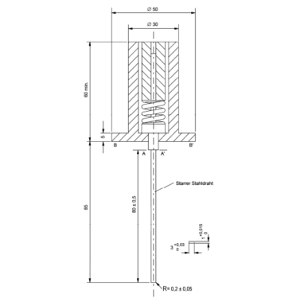 DIN VDE 0620-1 Gauge 15: Non-Accessibility Test Gauge for Socket Shutters After Operation Testing