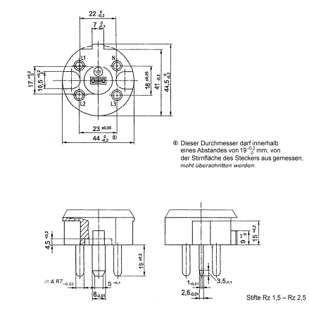 DIN VDE 0620-1 Gauge 16b Plug Withdrawal Force Test Gauge for 3P+N+PE AC 400/230V 16A