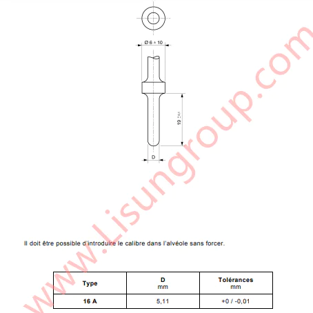 NF C 61-314 Figure C6 Maximum Opening Verification Gauge for Standard V Sheet Cells