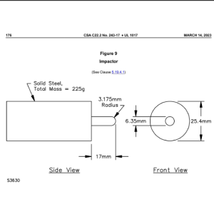 UL 1017:2023 Figure 9 Impactor 6.35mm